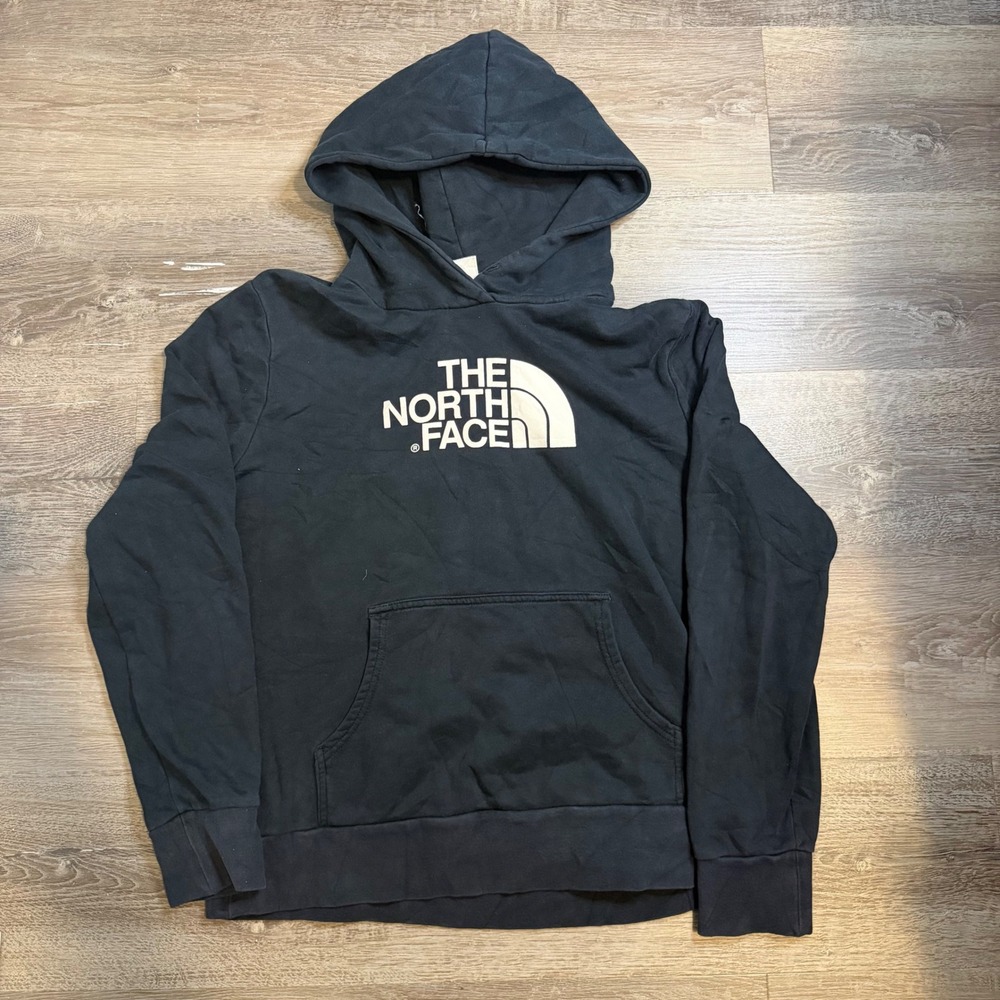 The North Face Womens Black Graphic Logo Pullover Hoodie Size Large L